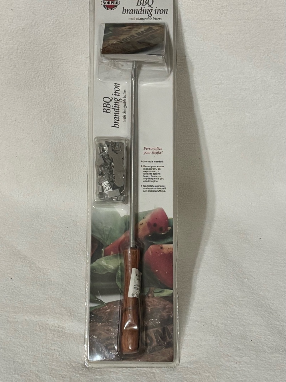 Abrand BBQ Branding Iron with Wood Handle and Metal Head